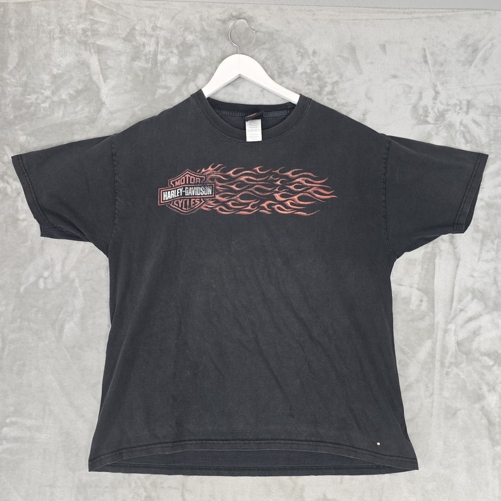 Harley Davidson Mens Mischler's Flame Tshirt XL Black Faded 2007 Beaver Dam WI